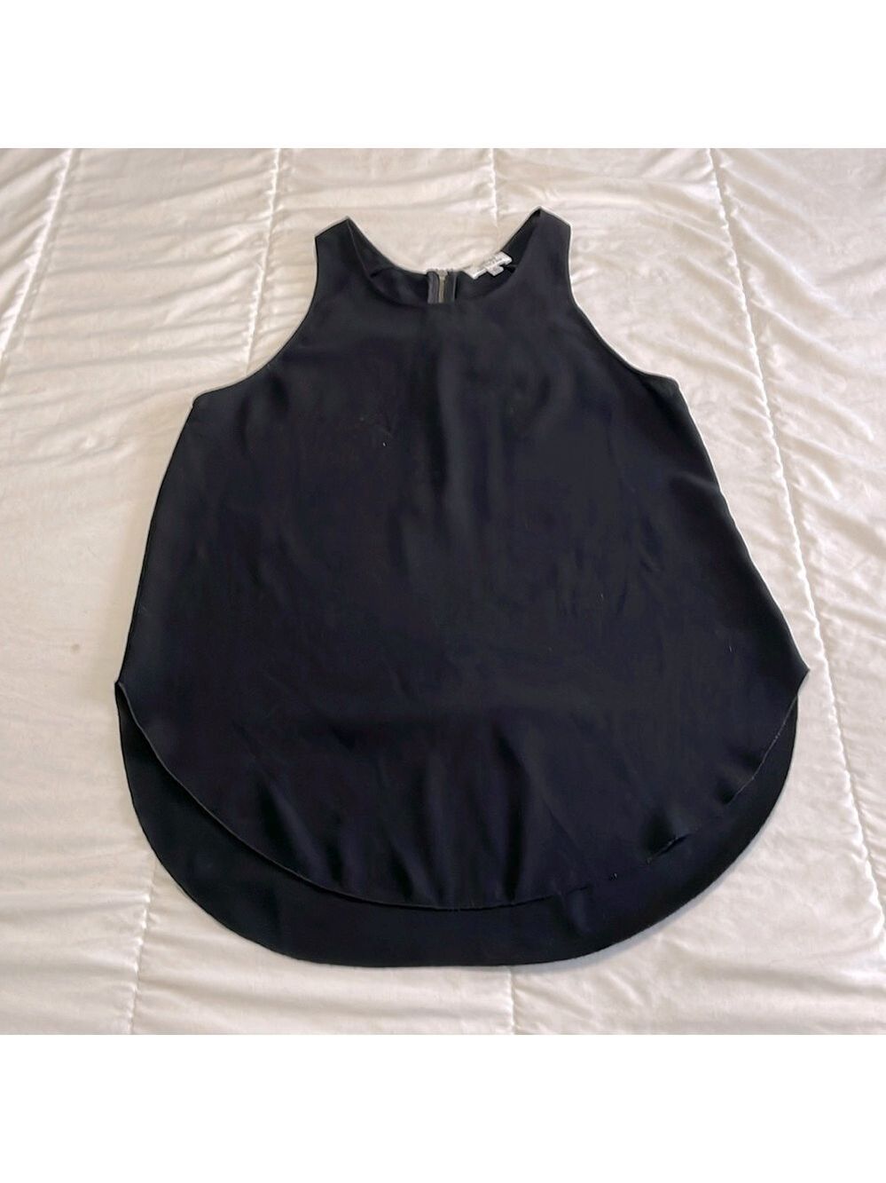 Wilfred Polyester and Silk High Low Exposed Zipper Tank Size Small